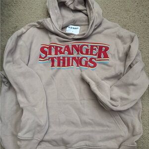 Old Navy Beige Hoodie with Stranger Things Graphic